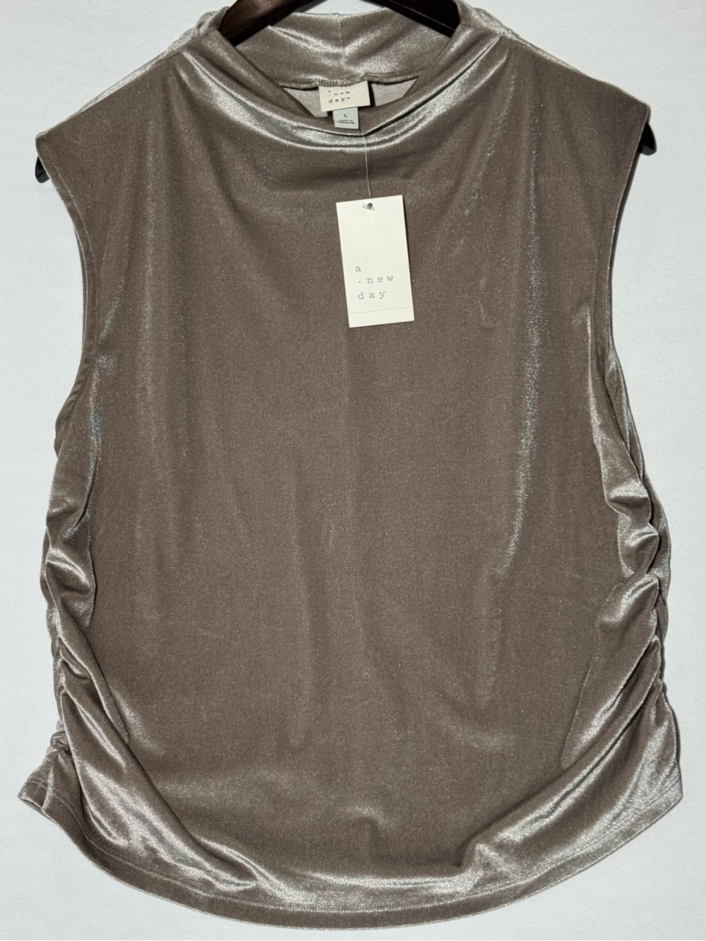 a new day Metallic Taupe Mock Neck Sleeveless Tank